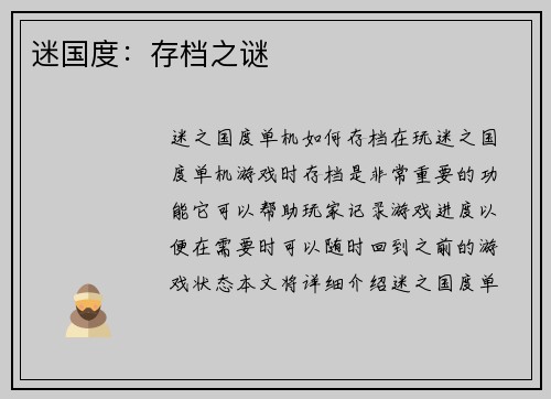 迷国度：存档之谜